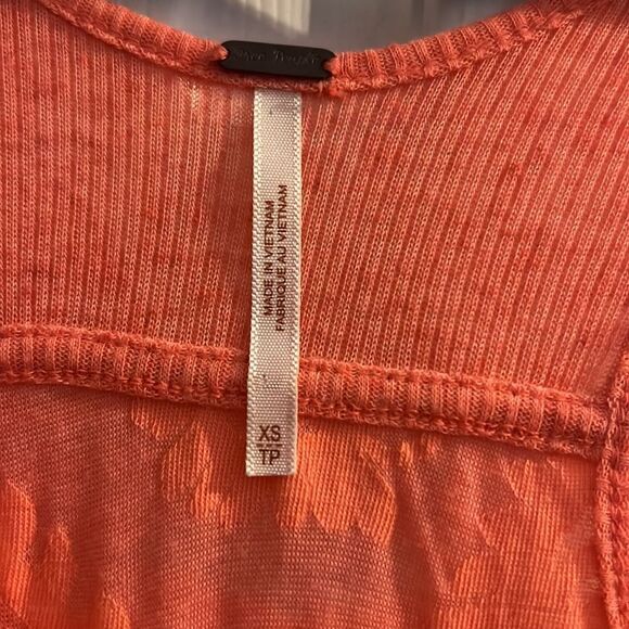 FREE PEOPLE Racerback Tank, Coral, Ribbed/Textured,  Size XS NWOT - Picture 4 of 5